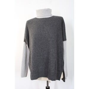 Minnie Rose M/L? Gray Colorblock Soft Cashmere Turtleneck Sweater